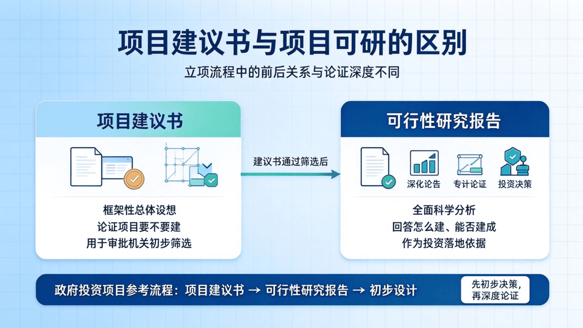 石家庄项目建议书与可行性研究报告区别对比示意图 石家庄项目建议书与可行性研究报告区别对比示意图